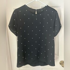 Ann Taylor black pearl embellished top size S